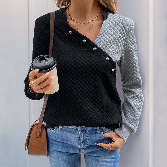 Autumn Contrast Color Sweatshirt Colored Pullover Stand Collar Sweatshirt Women