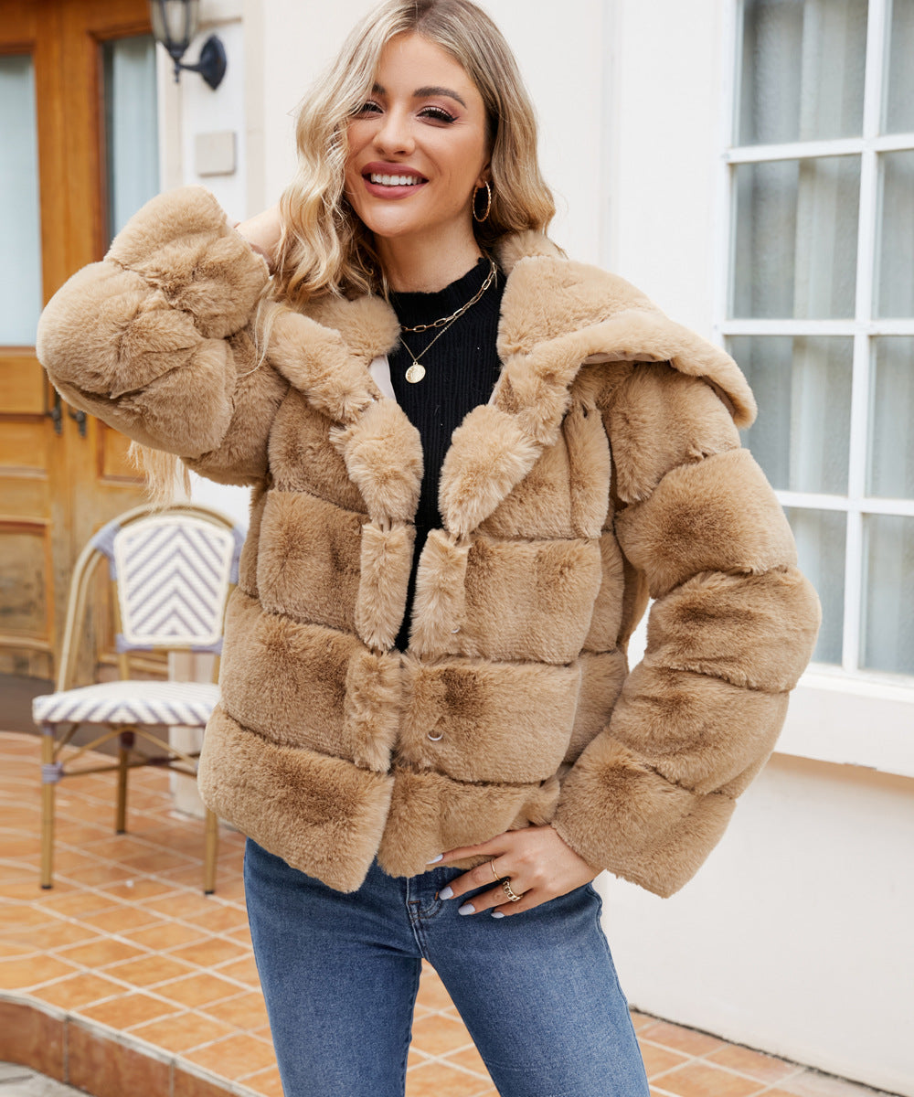 Collared Short Women Faux Fur Coat Top Autumn Winter