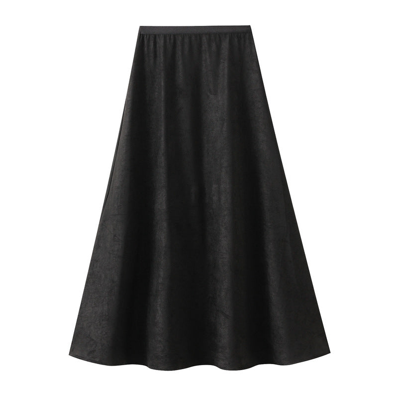 Autumn High Waist Slimming All Matching Flab Hiding A line Skirt Graceful Long Expansion Skirt Umbrella Skirt