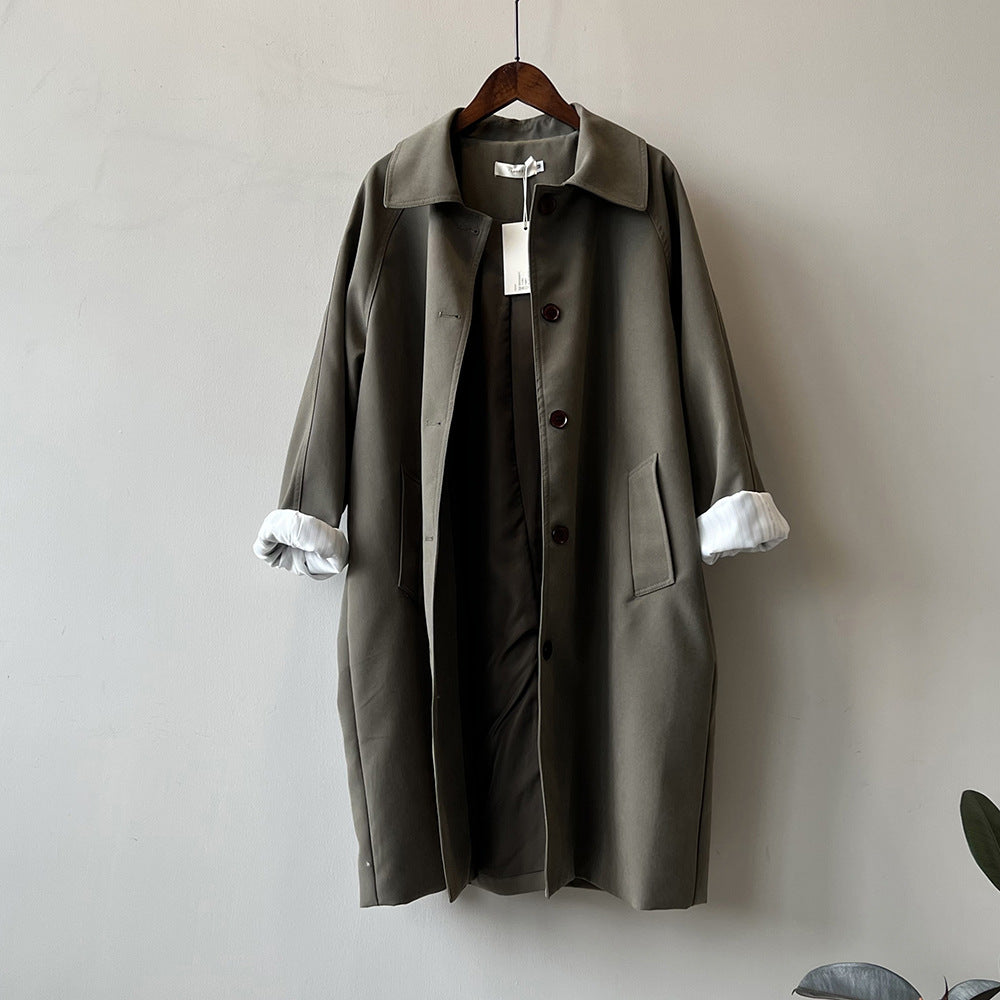 Korean Casual Trench Coat Women Spring Loose All Match Mid Length Coat