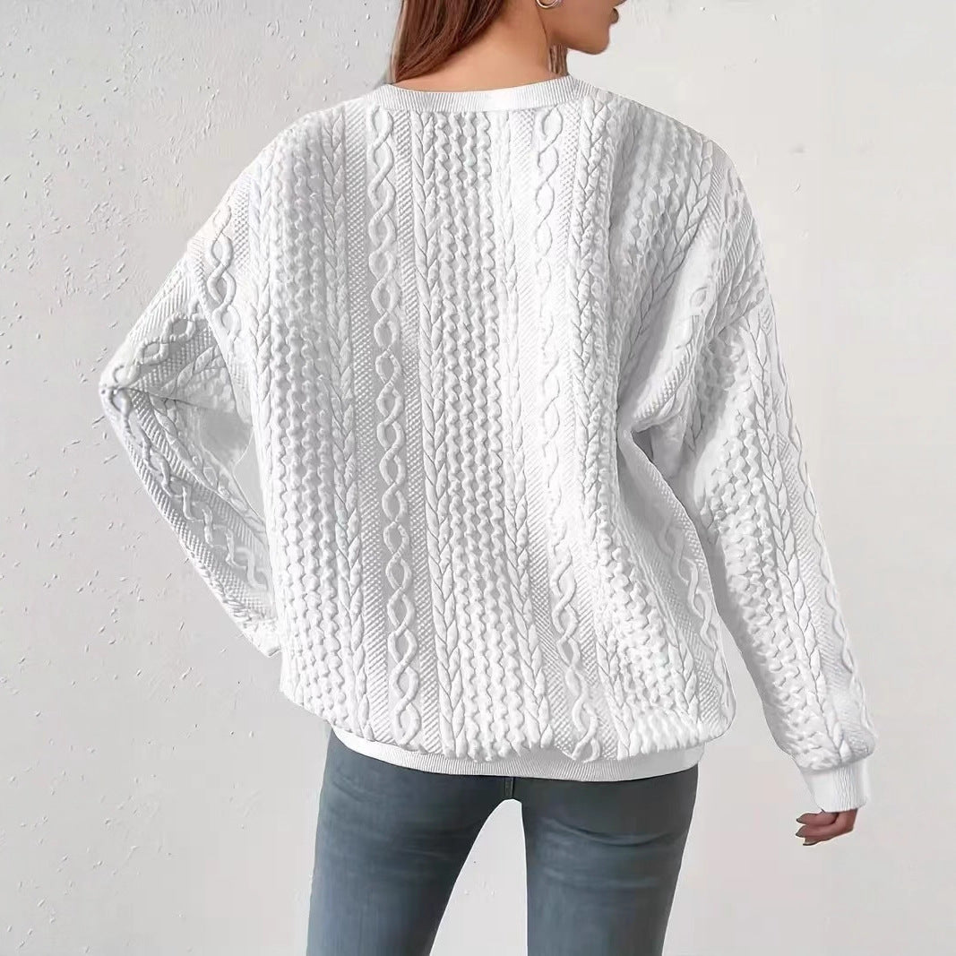 Spring Autumn Trends Loose round Neck Long Sleeve Women Idle Oversize Top Women