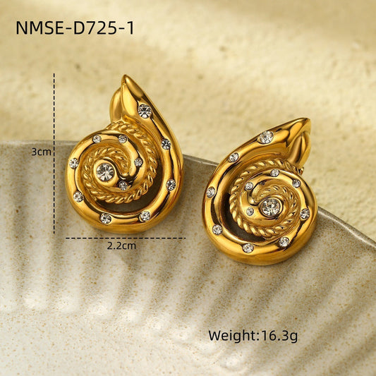 Arrival Diamond Embedded Conch Titanium Steel Earrings for Women Affordable Luxury High Grade Non Fading Stainless Steel Earrings