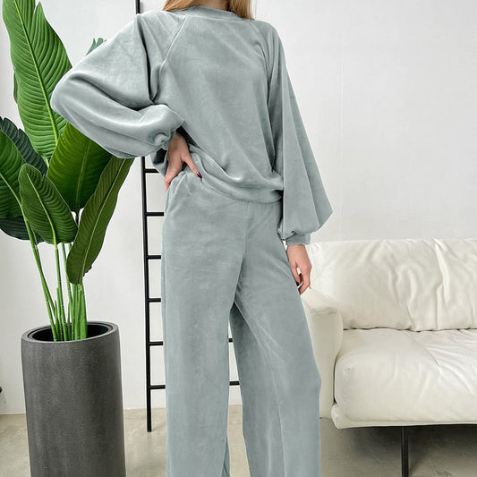 Autumn Winter Long Sleeved Trousers Comfortable Pajamas Women Warm Loose Outerwear Homewear
