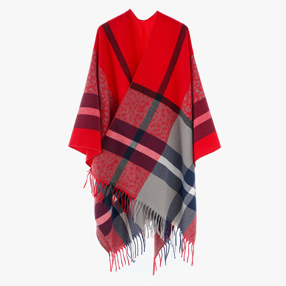 Arrival Shawl Women Plaid Shawl Cardigan Warm Tassel Outer Shawl