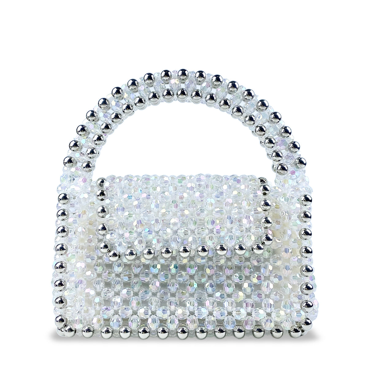 Beaded Handbag Simple Square Hand Woven Bag Mobile Phone Horizontal Crossbody Bag Colorful Acrylic