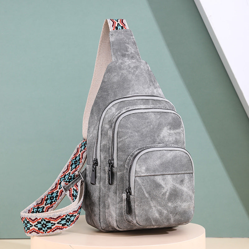 Chest Bag Wind Office Portable Retro Brown Crossbody Bag Simple Small Backpack Women Chest Bag