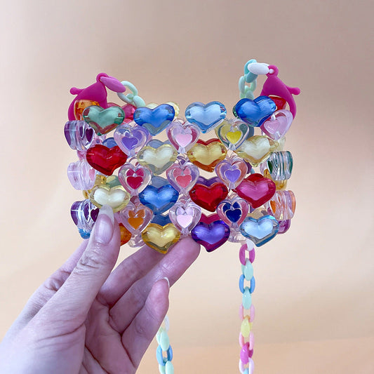 Mini Lipstick Headset Messenger Bag Texture Acrylic Hand Woven Chain Bag Lightweight Beach Bag