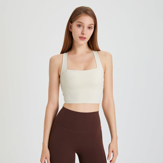 Nude Feel Seamless Shockproof Sports Underwear Women Beauty Back Cross Vest Running Push up Yoga Workout Bra