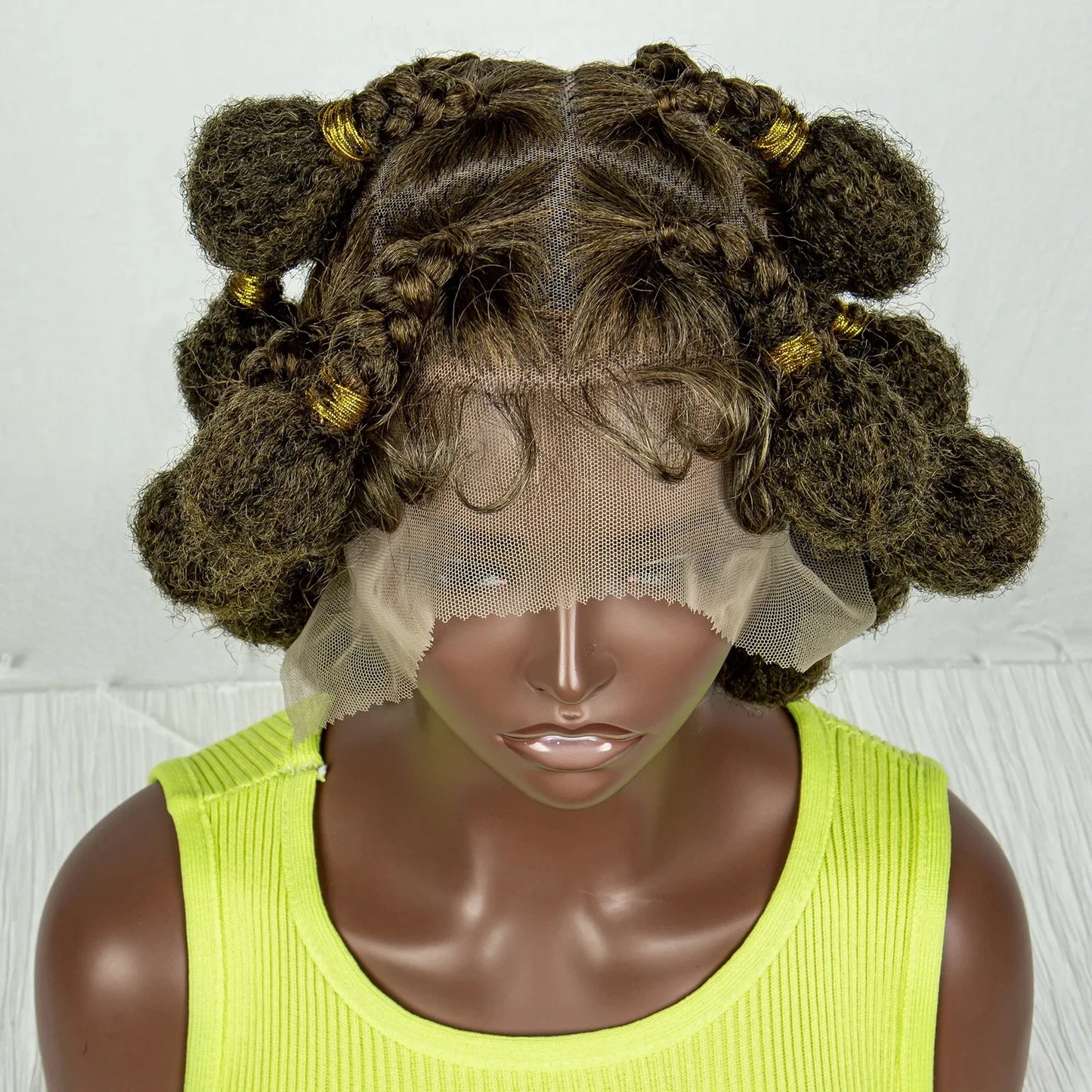 Burgundy Bantu Braids Wig | Handmade Full Lace | Baby Hair
