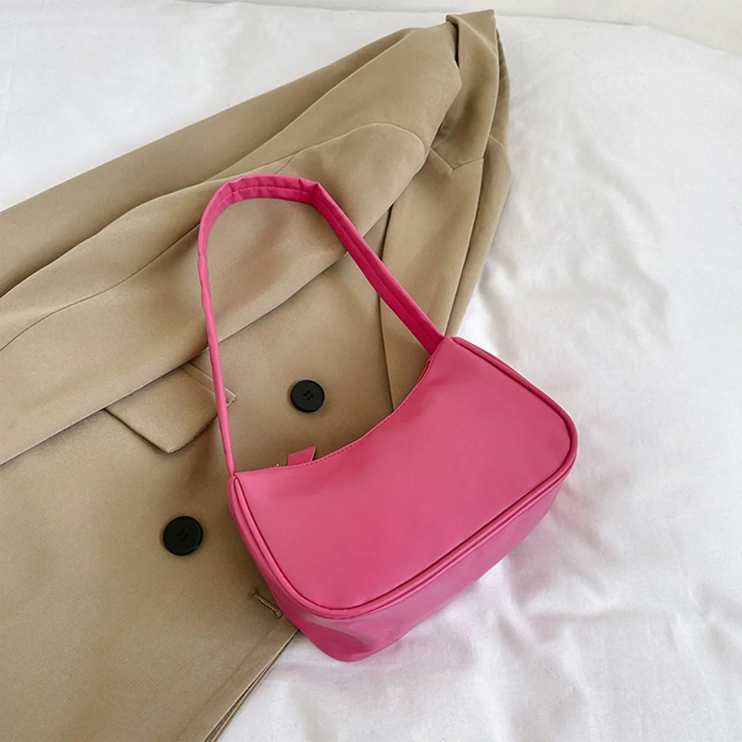 Retro Women's Solid Color Zipper Phone Bag | Hand Bag, Shoulder Bag & Armpit Bag (Mochilas Para Mujer, Mochila Y2k)