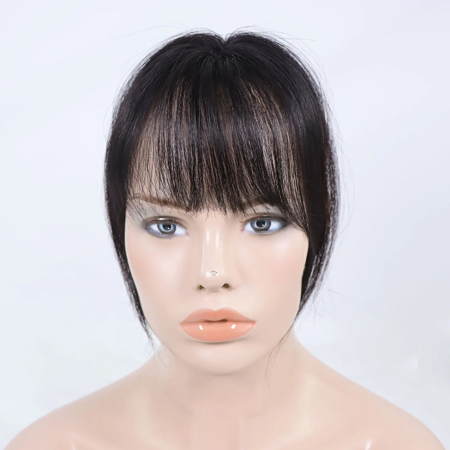 Wispy Clip In Bangs | Human Hair Fringe | Black & Brown Blunt Bangs