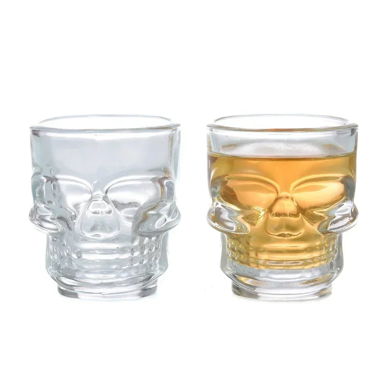 1/2Pcs Skull Head Shot Glass Cup Creative Clear Crystal Wine Cup Liquor Whisky Vodka Beer Steins for Party Bar Halloween Gifts