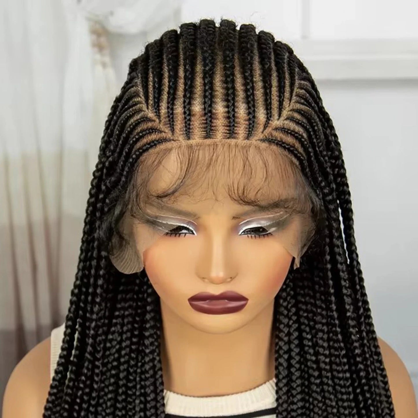 36" Cornrow Knotless Braids Wig | Full Lace Frontal | Baby Hair