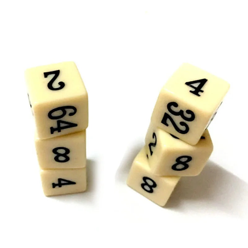 6 Pcs/set 6 Sided Multiple Dice 2 4 8 16 32 64 Funny Puzzle Game Education Dice 16mm