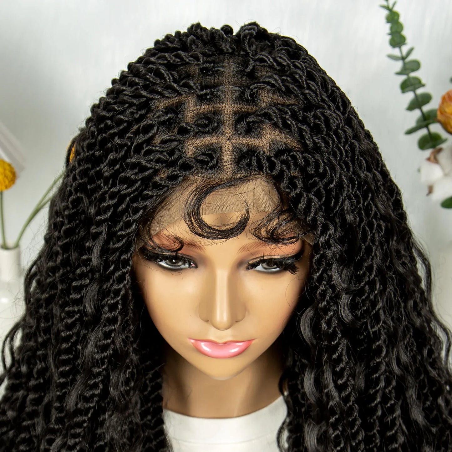 KIMA Twisted Boho Braided Wig | Full Lace Knotless Box Braids with Curly Accents