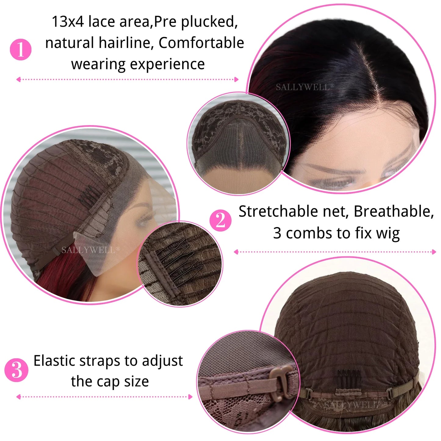 13x4 Burgundy Straight Lace Front Wig | Heat Resistant Synthetic Hair | Pre-Plucked | Natural Hairline