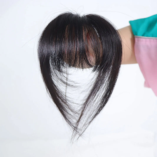Wispy Clip In Bangs | Human Hair Fringe | Black & Brown Blunt Bangs