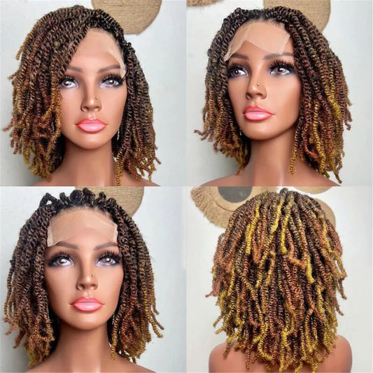 14" Nubian Kinky Twist Braided Wig | Full HD Lace | Afro Twist Wig | 4C Texture | Spring Twist | Cosplay Wig