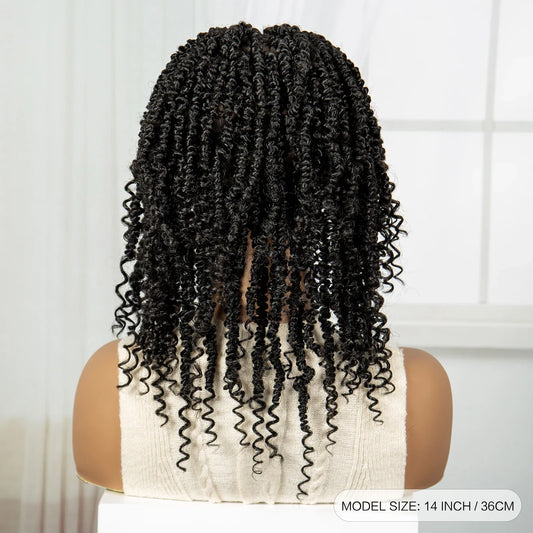 14" Full Lace Twisted Braids Wig with Baby Hair | Natural Looking Synthetic Lace Frontal Braided Wig for Black Women