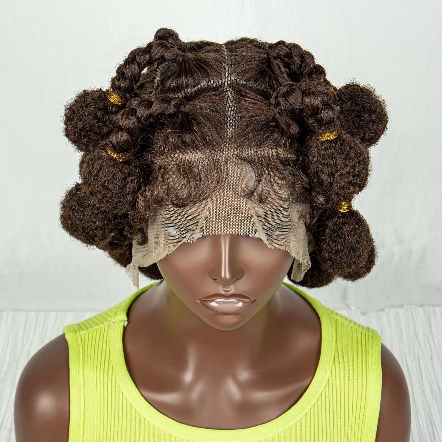 Handmade Bantu Braids Wig | Light Brown Full Lace | Baby Hair
