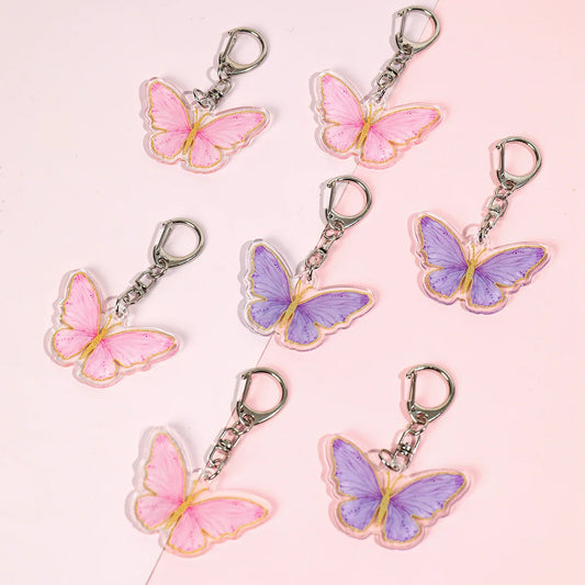 6pcs Butterfly Keychain Backpack Decoration 1st First Birthday Party Decorations Kids Girl Butterfly Decoration Baby Shower
