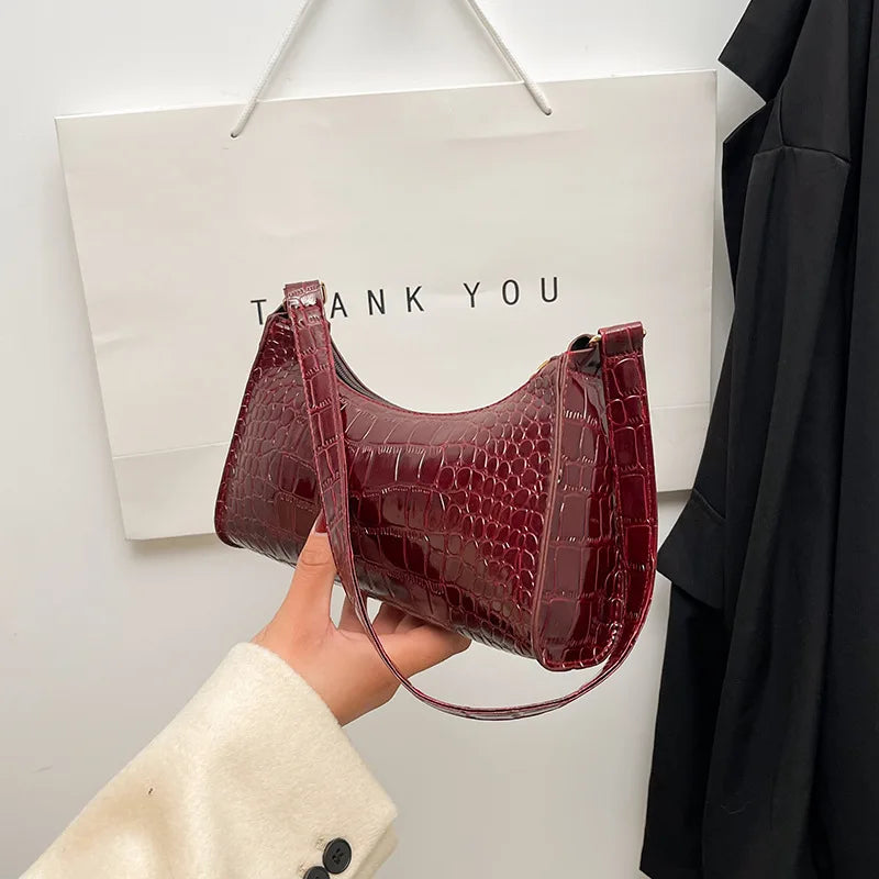 Solid Color PU Leather Women's Underarm Bag | New Luxury Designer Female Casual Shoulder Bag (Tote Clutch Purse & Banquet Handbag)