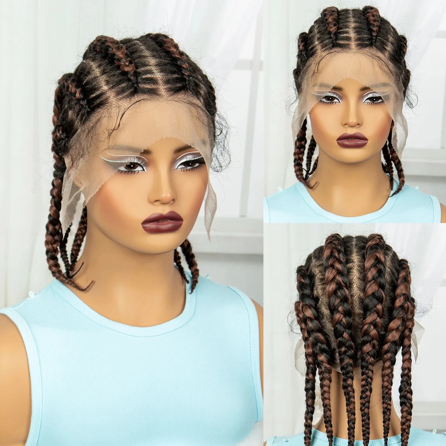Transparent Full Lace Cornrow Braids Wig with Baby Hair
