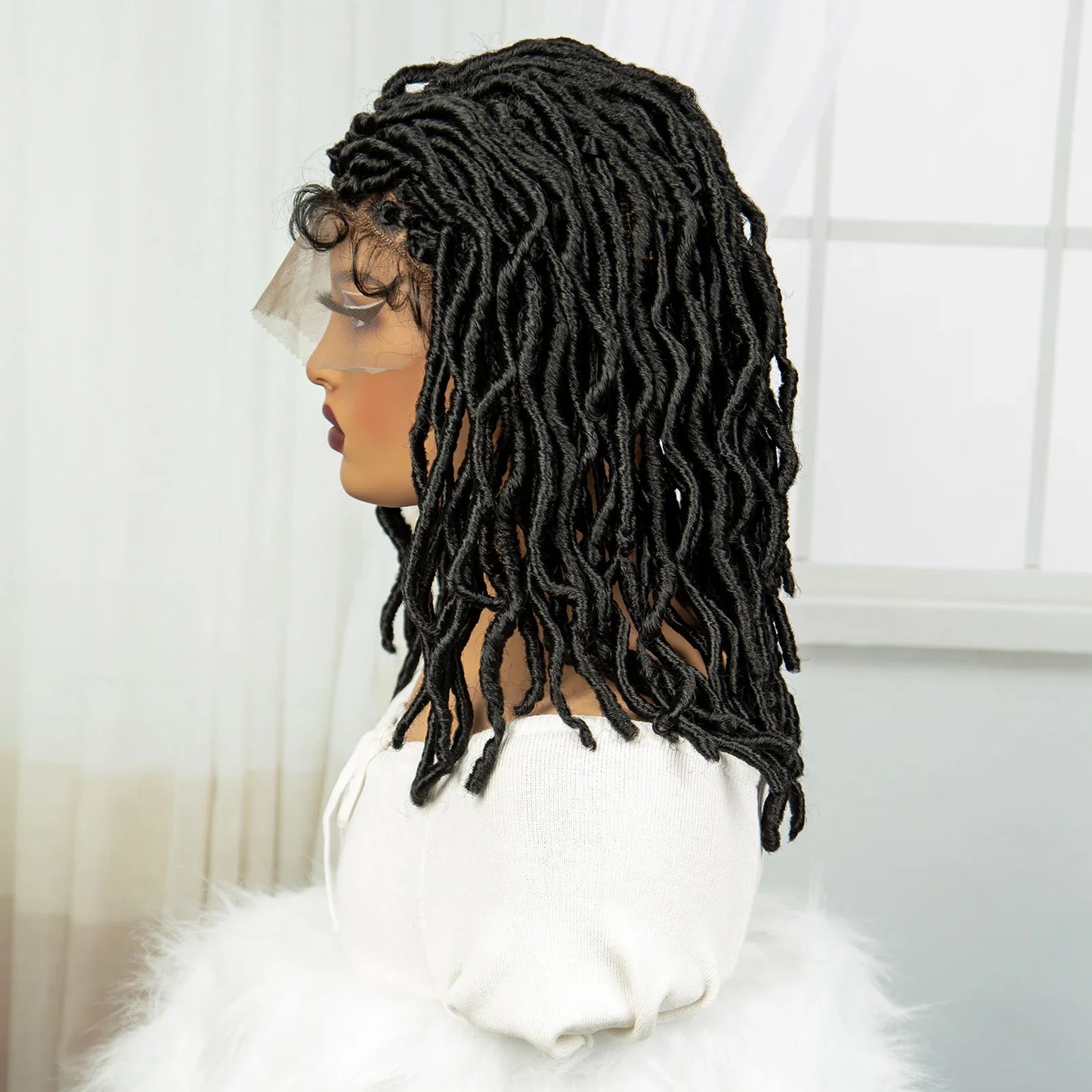 14" Dreadlocks Braided Wig | Square Knotless Braids | Synthetic Lace Front Twist Locs Crochet Wig for Women