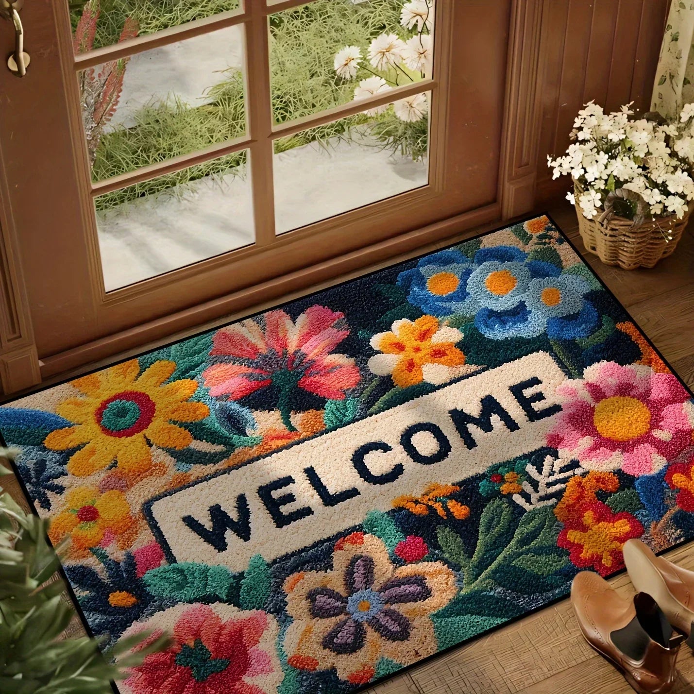 VIKAMA Beautiful Flower Doormat Non-slip Floor Mat Absorbent Bathroom Mat Rug For Bedroom Living Room Carpet Welcome Mat