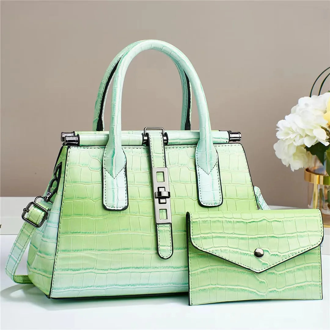 New Bright Leather Women's Bag | Large Capacity Female Shoulder & Crossbody Handbag (High Quality with Wallet, Sequined Panel)