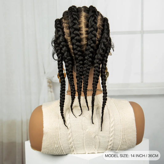 14" Short Cornrow Braids Wig | Transparent Full Lace Bob with Baby Hair