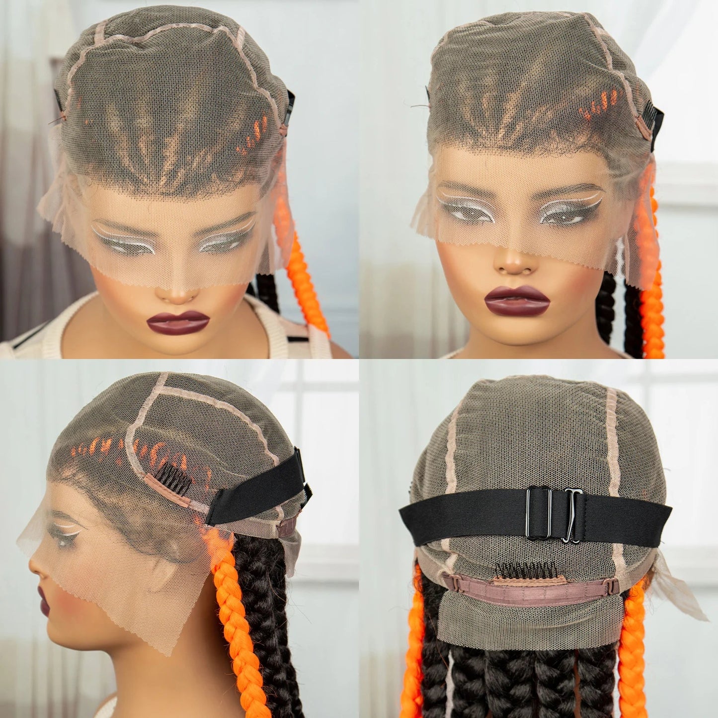 Natural Afro Kinky Curly Cornrow Braids Wig | Full Lace | Baby Hair