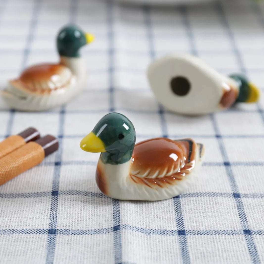 1-5 PCS Japanese Style Ceramic Mandarin Duck Chopsticks Holder Mini Cute Home Table Decoration Chopsticks Pillow