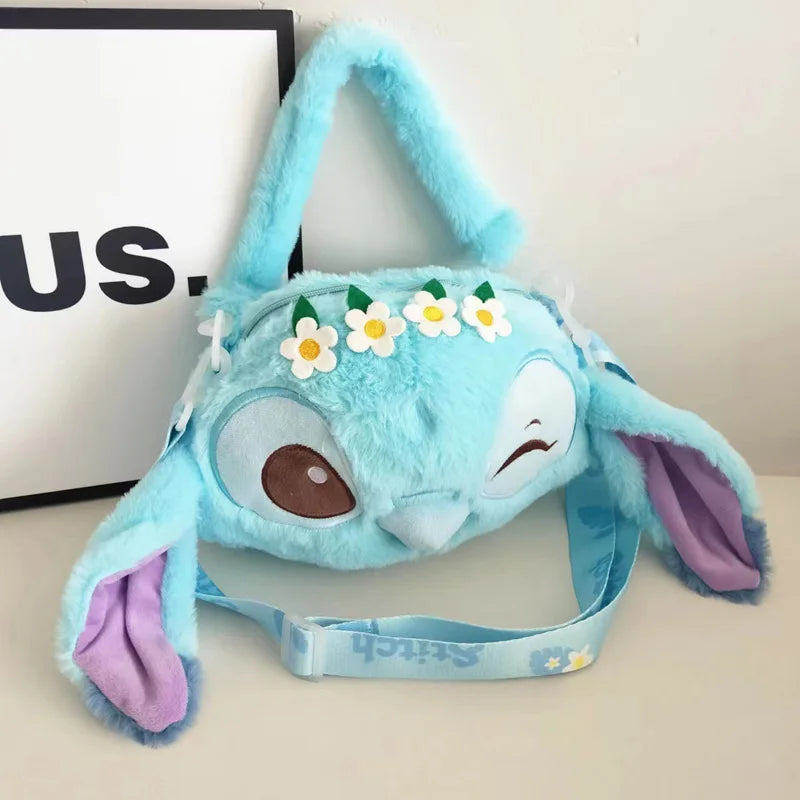 New Disney Cartoon Stitch Plush Backpack | Girls Cute Ins Shoulder Messenger Bag (Parent-Child Gift)