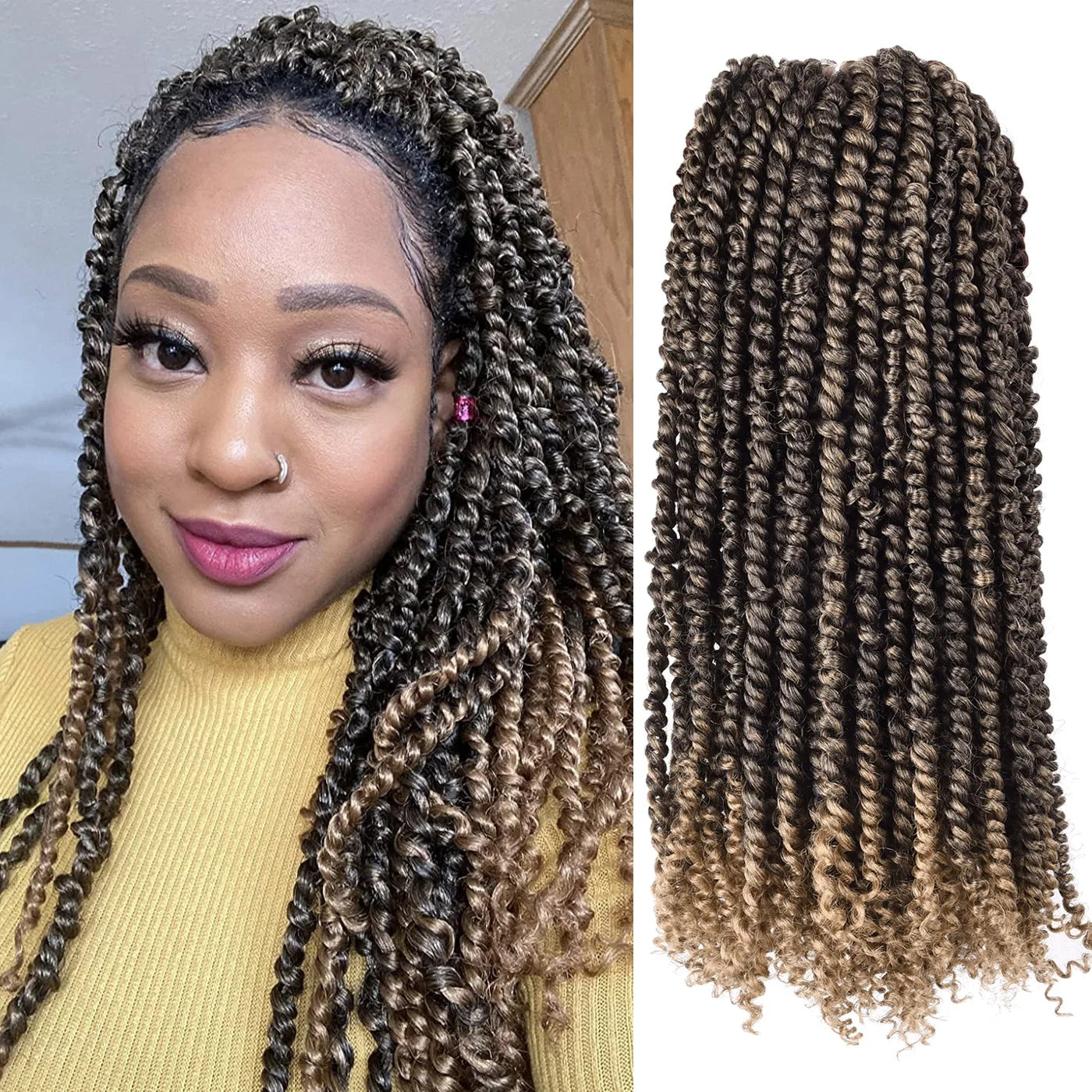 14" Passion Twist Crochet Hair | Pre-twisted Spring Twist | Ombre Options