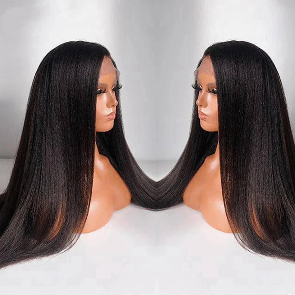 250% Density Light Yaki Straight 13x6 HD Lace Frontal Human Hair Wig