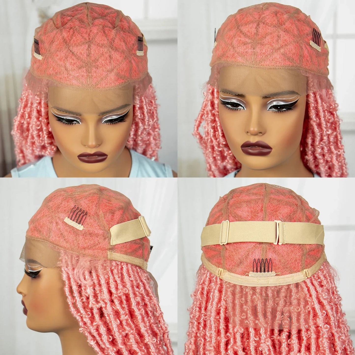 Pink Knotless Braids Wig with Curly Ends | Full Lace | Baby Hair