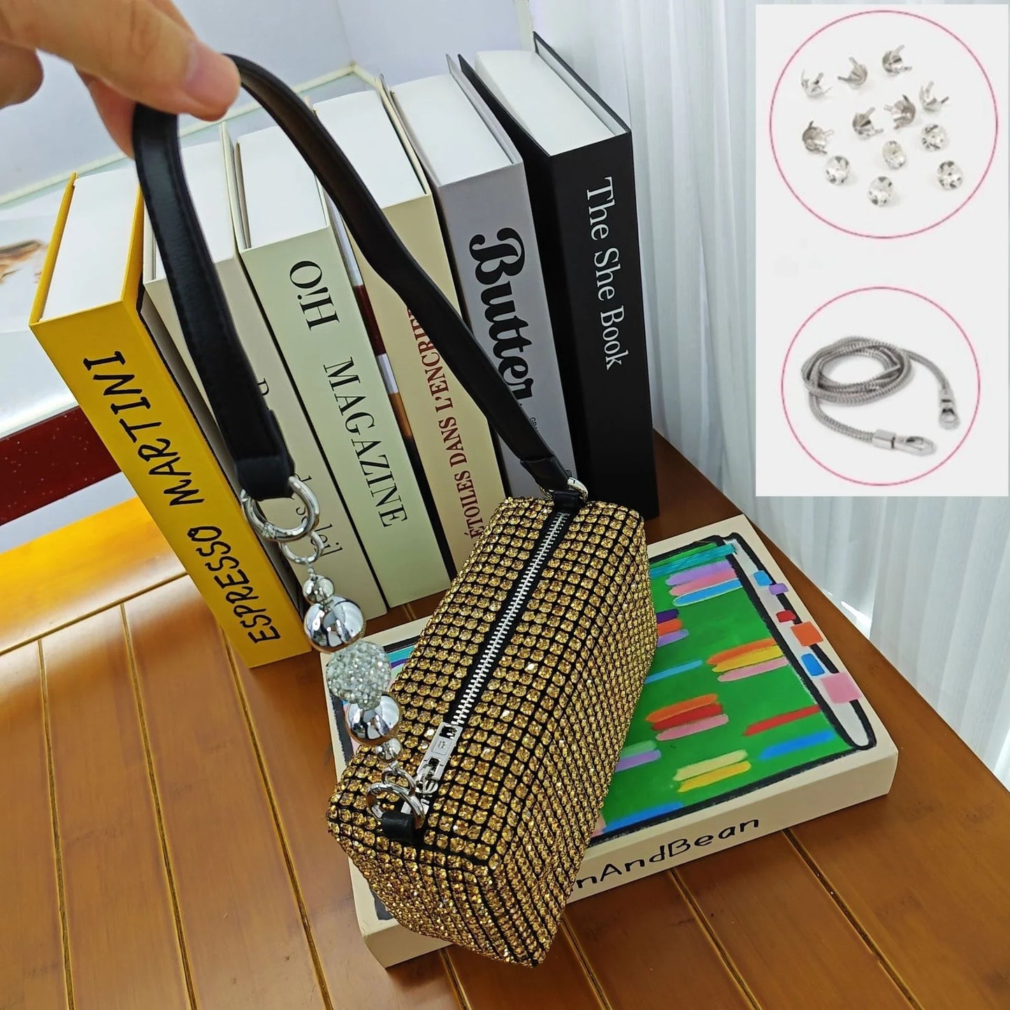 Super A Rhinestone Light Luxury Bag | Women's Summer High-End Texture Messenger & Portable Dinner Bag (Shiny Full Diamond Crossbody)