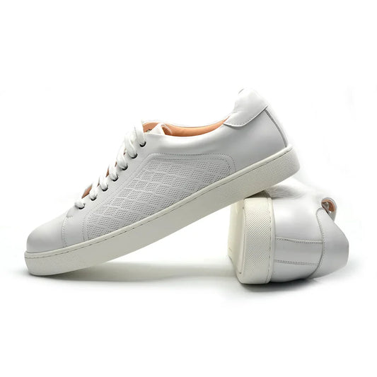 Luxury Designer Men's Genuine Leather Skateboard Sneakers | Classic Black, White & Brown Lace-Up Casual Oxfords