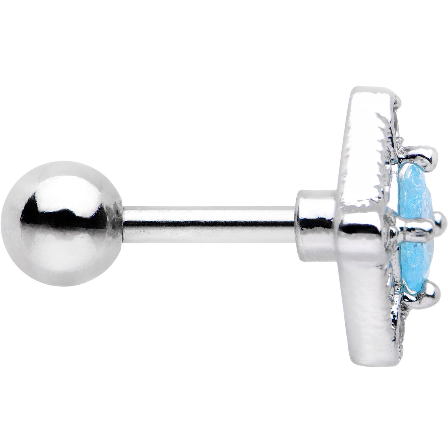 16G 1/4 Clear Aqua Gem Rococo Rhombus Tragus Cartilage Earring