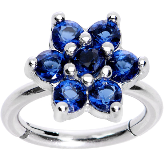 16G 5/16 Blue CZ Gem Hinged Segment Ring