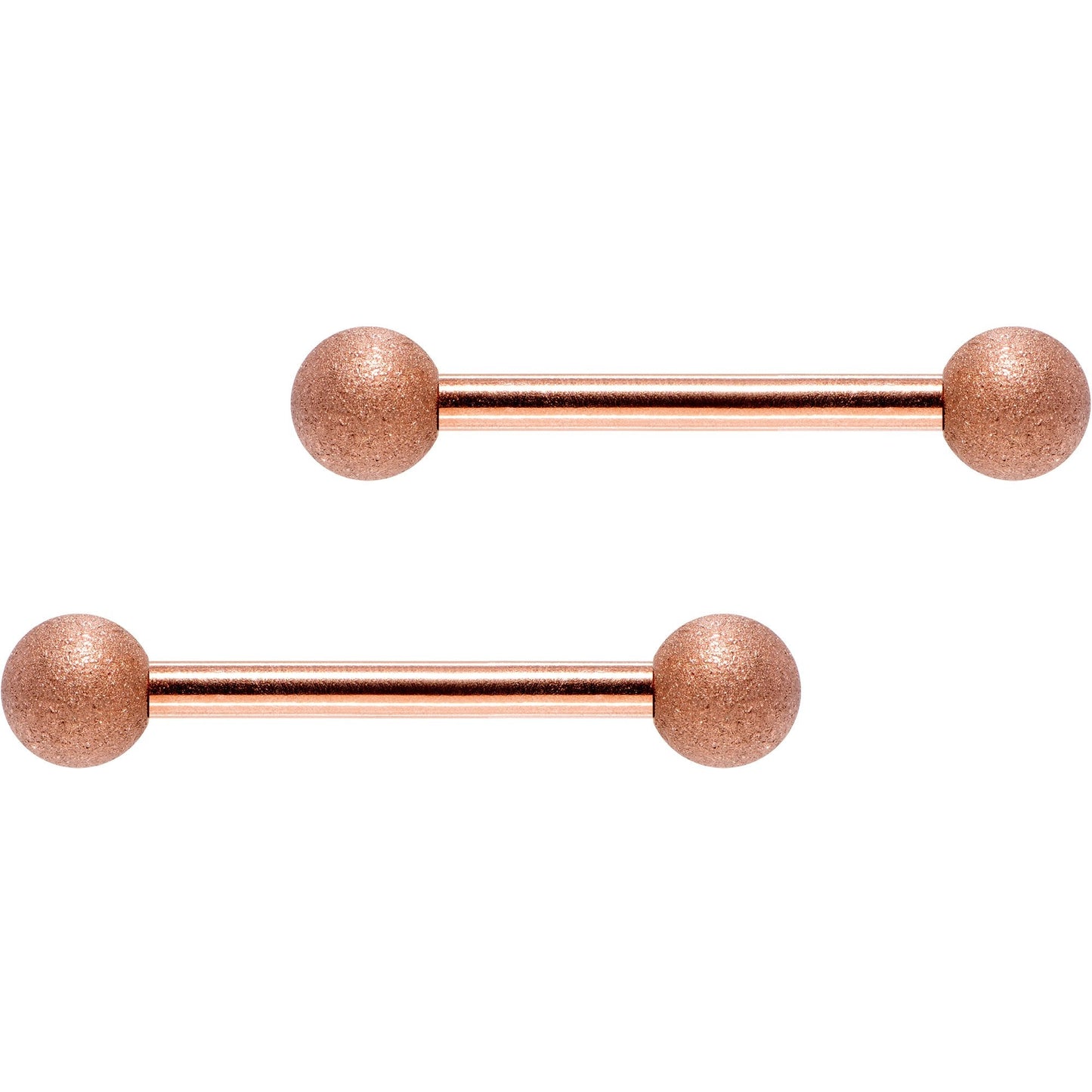 Rose Gold Color PVD Sandblasted Barbell Nipple Ring Set