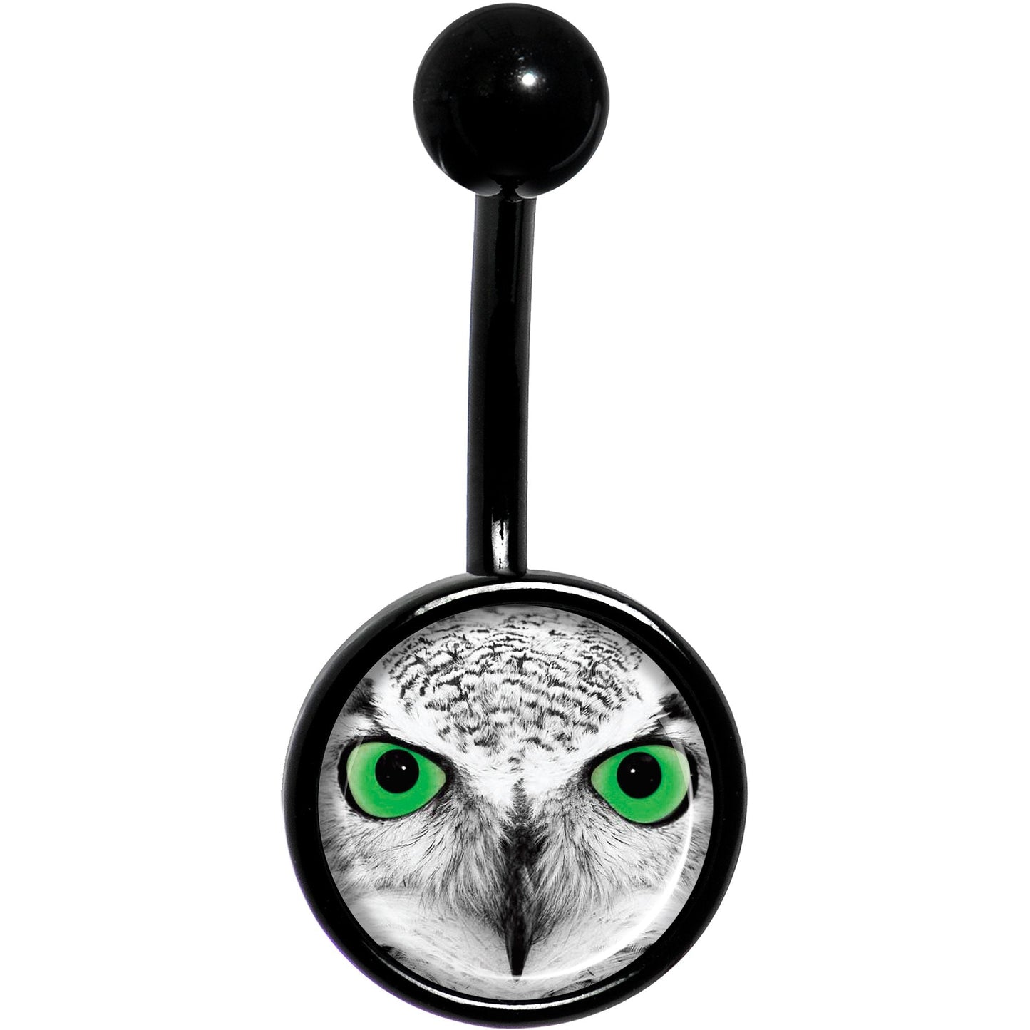 Black White Owl Black Belly Ring