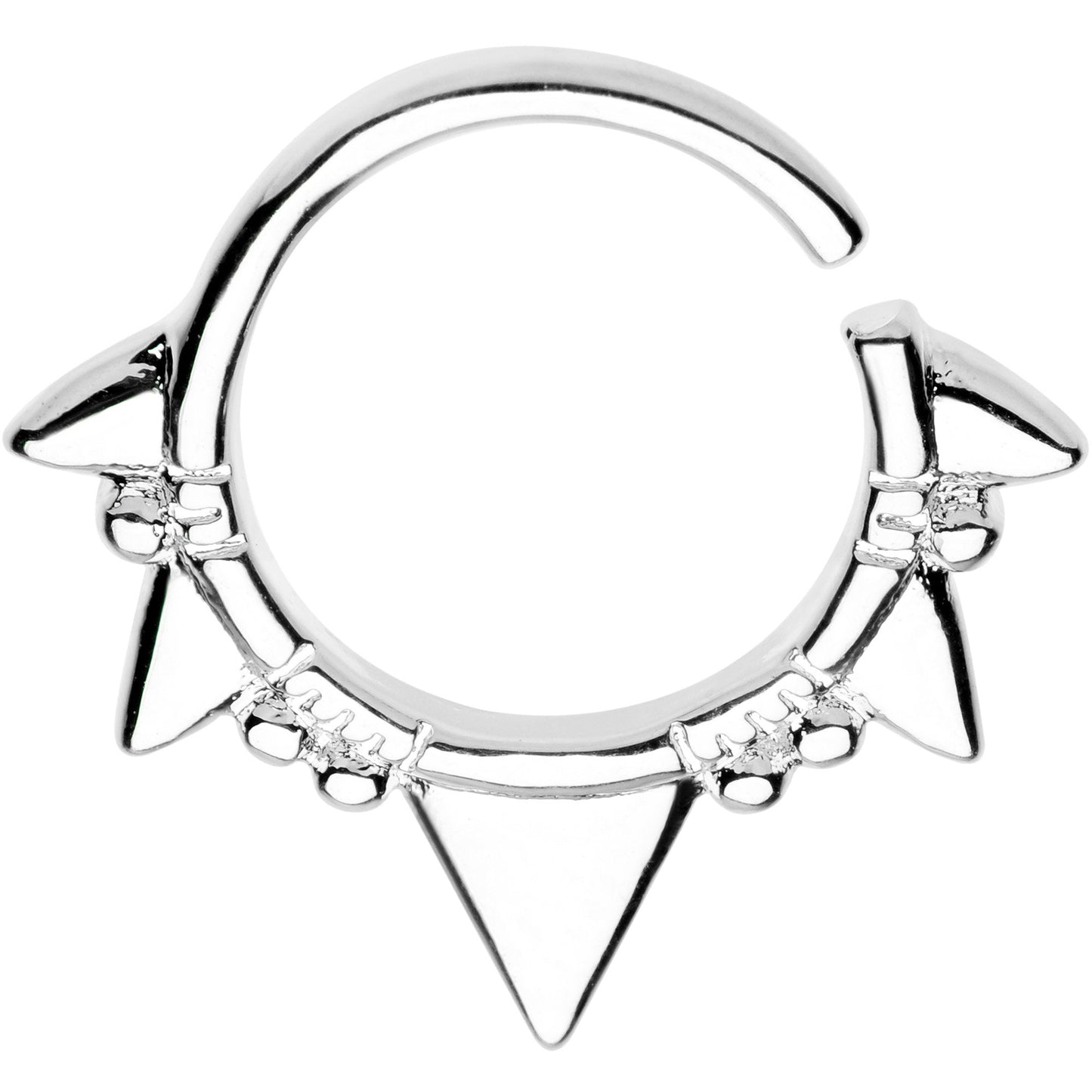16G Rhodium Plated Boho Triangles Seamless Circular Ring