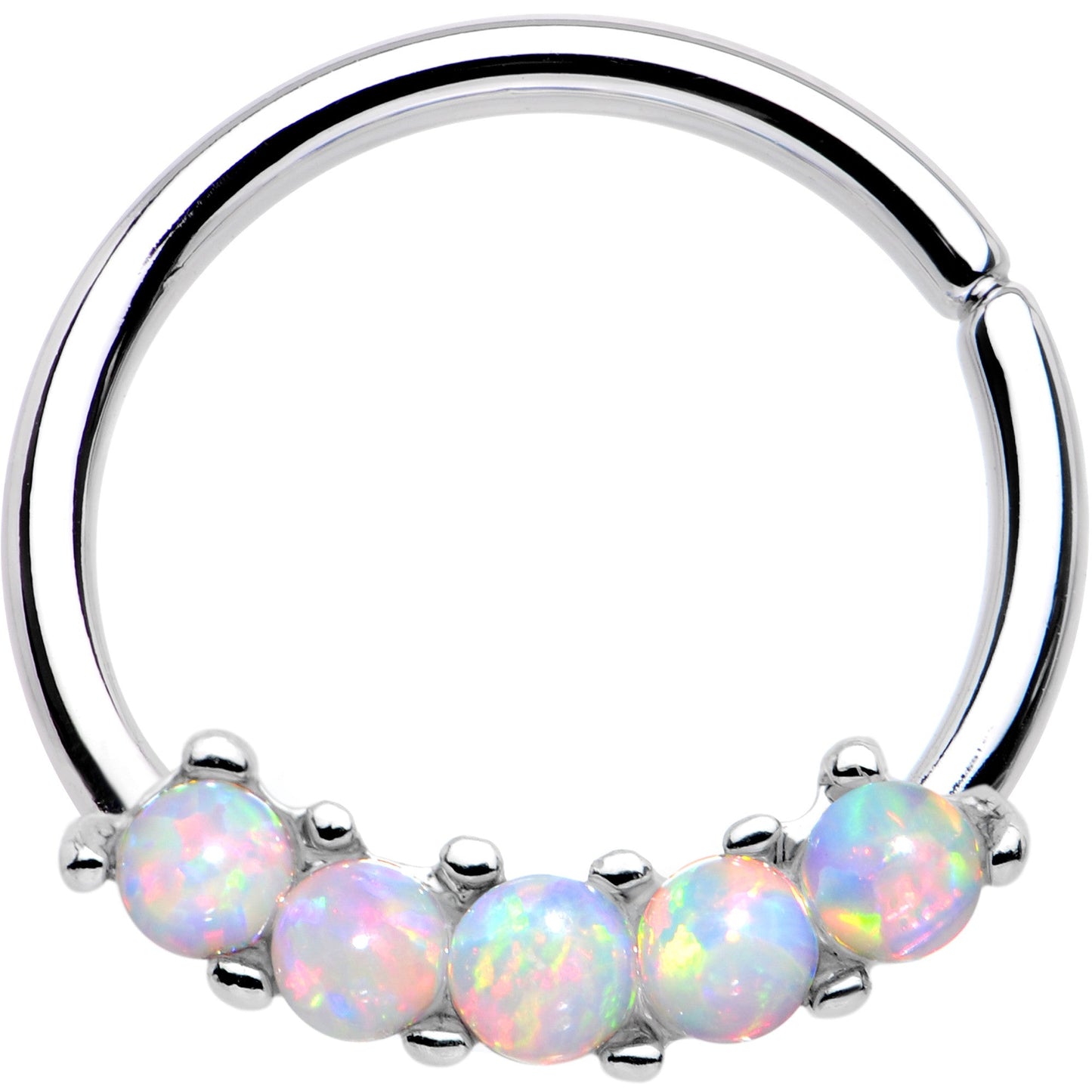 16G 3/8 White Synthetic Opal Annealed Seamless Circular Ring