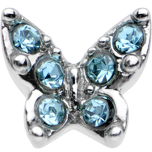 16G Blue Gem Silver Tone Butterfly Tragus Cartilage Earring