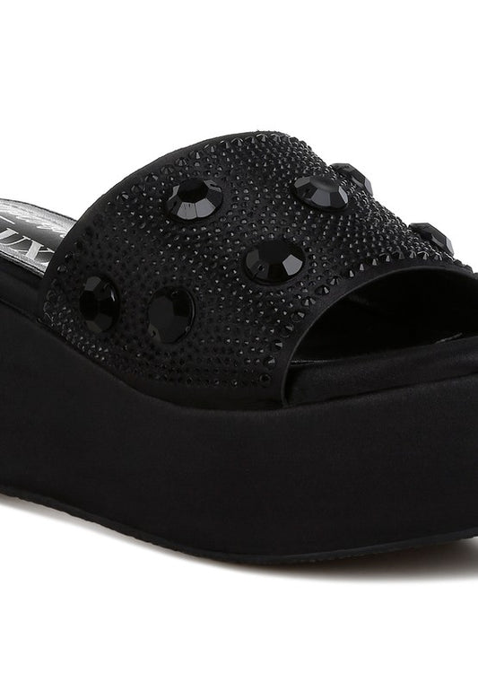 Meta charts Diamante & Rhinestone Flatform Sandals