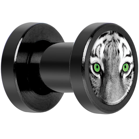 Black White Tiger Eyes Black Anodized Screw Fit Plug Set 4G