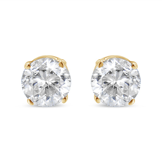 14K Yellow Gold 1/2 Cttw Round-Cut Diamond Solitaire Stud Earrings (O-P Color, SI2-I1 Clarity)