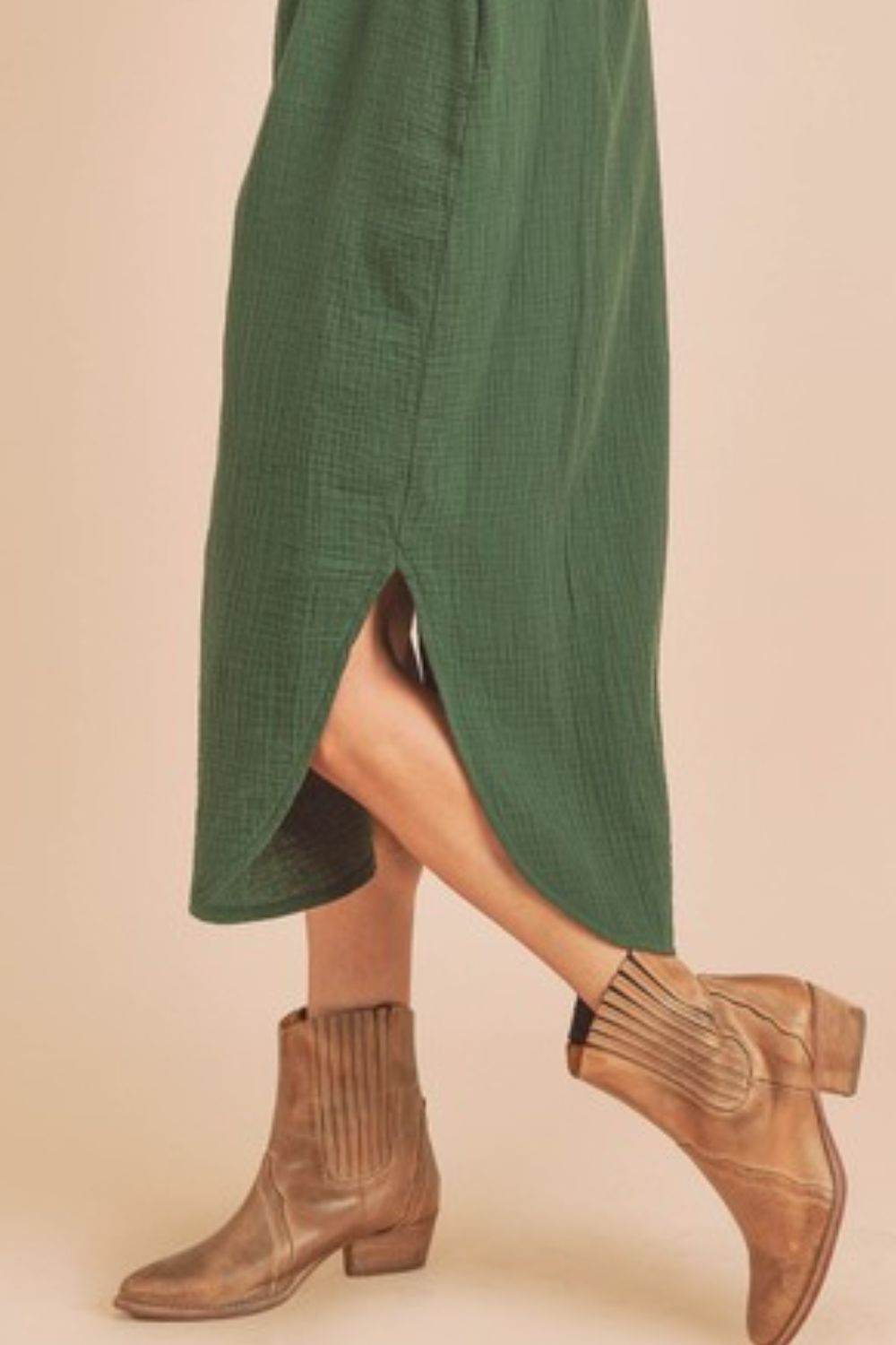 Aemi + Co Round Neck Midi Tank Dress with Pockets